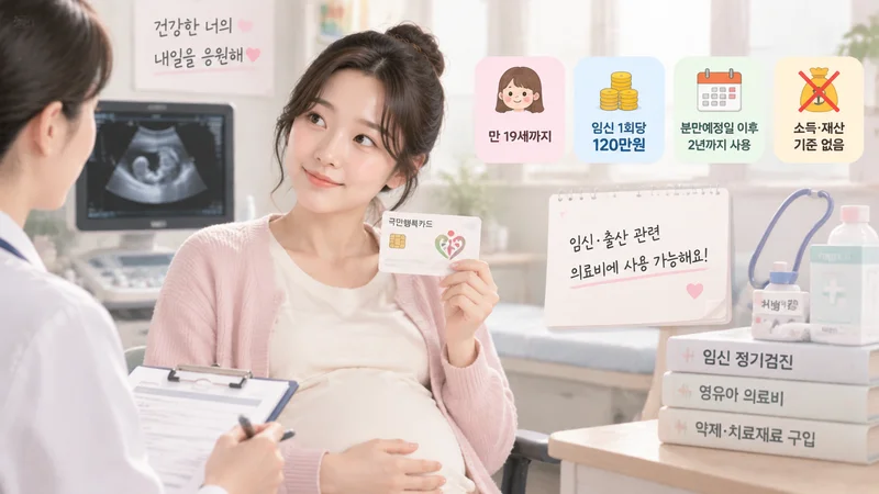 청소년산모 임신·출산 의료비 지원을 위해 국민행복카드를 확인하고 의료 상담을 받는 임산부의 모습