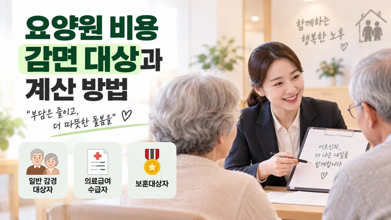 요양원 비용 감면 대상인 일반 감경 대상자·의료급여 수급자·보훈대상자가 상담을 통해 지원 내용을 확인하는 이미지