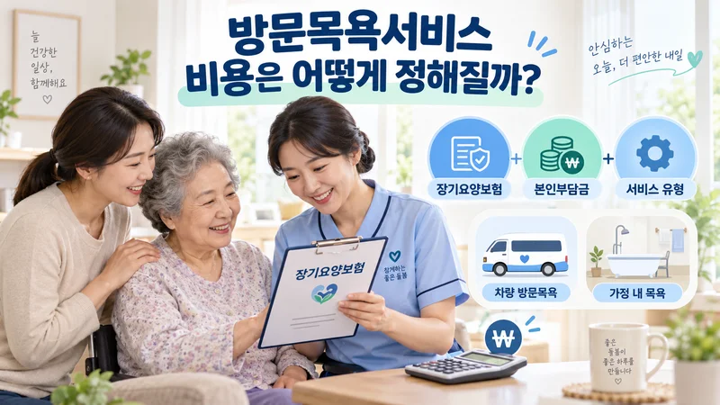 2026년 방문목욕서비스 비용과 본인부담금 계산 구조를 안내하는 이미지