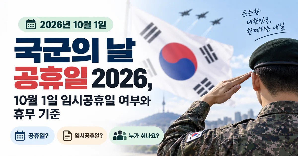 2026년 10월 달력과 국군의 날 날짜를 표시한 일정표