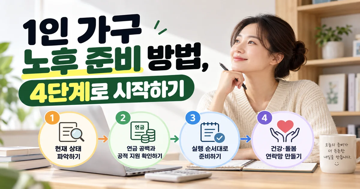 국민연금 내역서와 비상연락망 카드가 놓인 한국 아파트 식탁