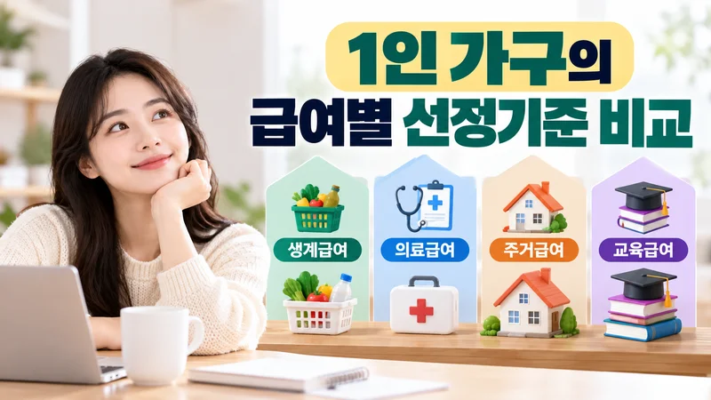 1인 가구의 급여별 선정기준 비교