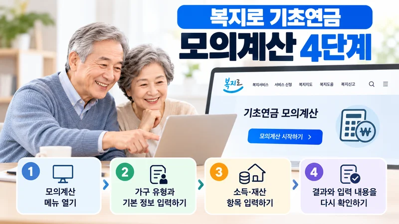 복지로 기초연금 모의계산 4단계